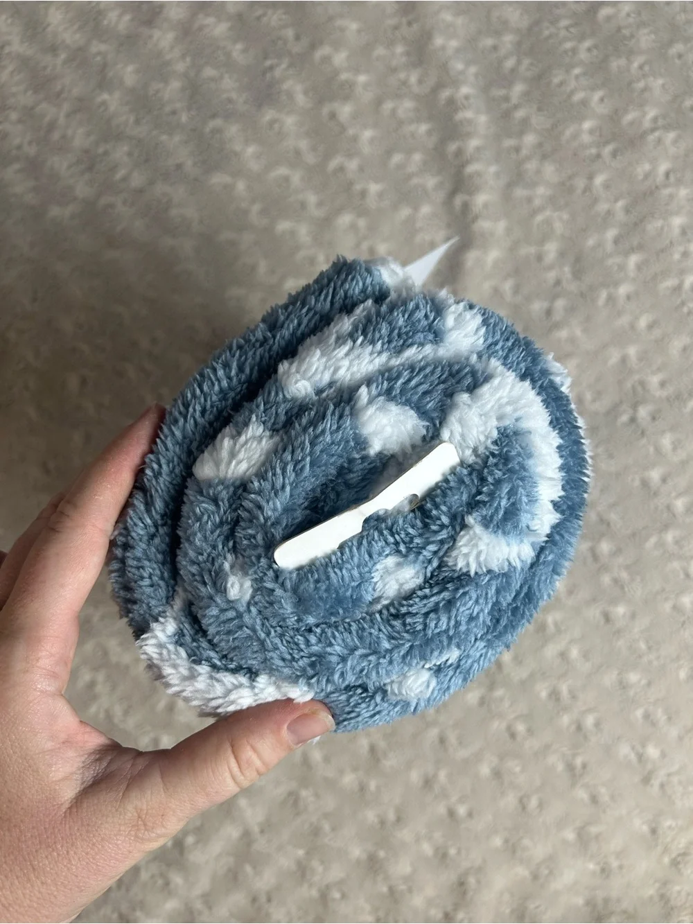 Parent's Choice Blue White Elephants Baby Blanket Plush Security Lovey Sherpa